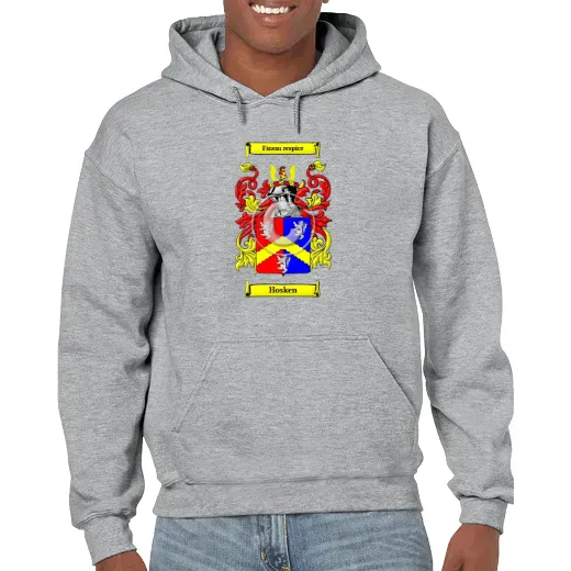 Hosken Grey Unisex Coat of Arms Hooded Sweatshirt