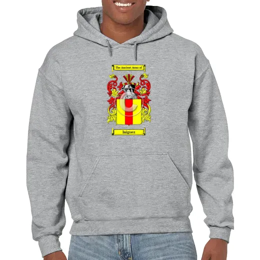 Iniguez Grey Unisex Coat of Arms Hooded Sweatshirt