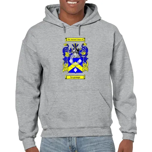 Le grange Grey Unisex Coat of Arms Hooded Sweatshirt