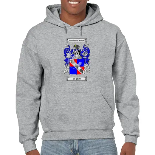 Le grice Grey Unisex Coat of Arms Hooded Sweatshirt