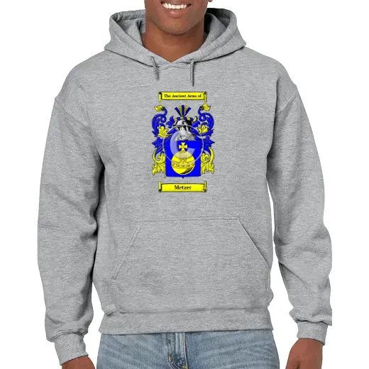 Metzer Grey Unisex Coat of Arms Hooded Sweatshirt