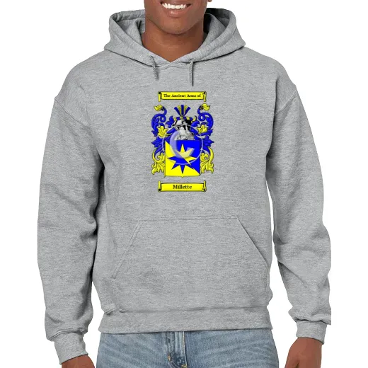Millette Grey Unisex Coat of Arms Hooded Sweatshirt