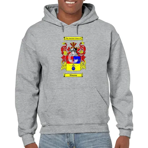Monroy Grey Unisex Coat of Arms Hooded Sweatshirt