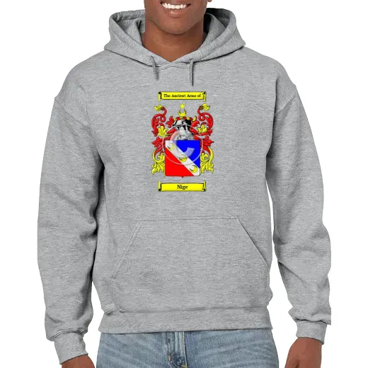 Nige Grey Unisex Coat of Arms Hooded Sweatshirt