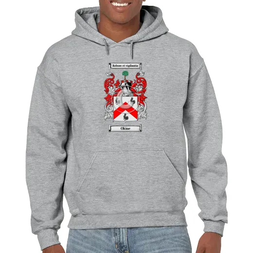 Okine Grey Unisex Coat of Arms Hooded Sweatshirt