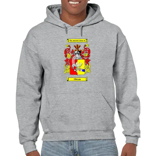Oleson Grey Unisex Coat of Arms Hooded Sweatshirt