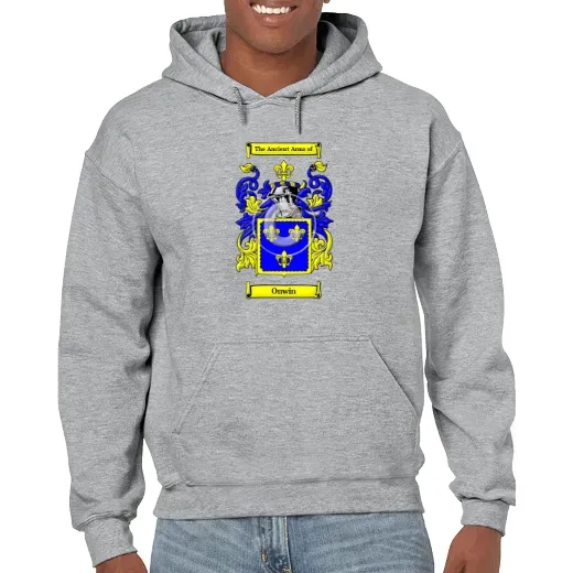 Onwin Grey Unisex Coat of Arms Hooded Sweatshirt