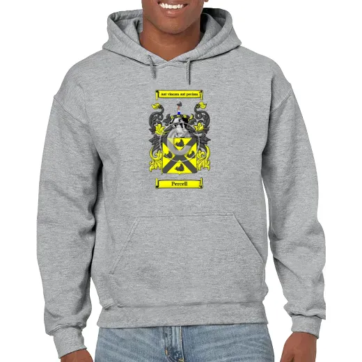 Percell Grey Unisex Coat of Arms Hooded Sweatshirt