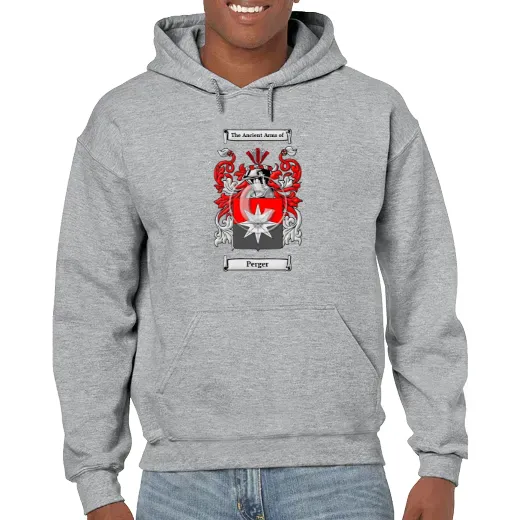 Perger Grey Unisex Coat of Arms Hooded Sweatshirt