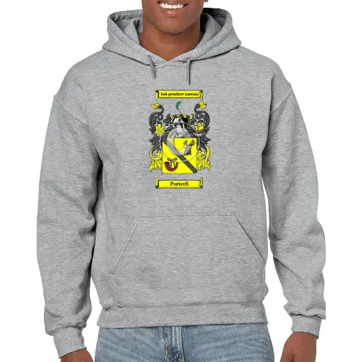 Porterfi Grey Unisex Coat of Arms Hooded Sweatshirt
