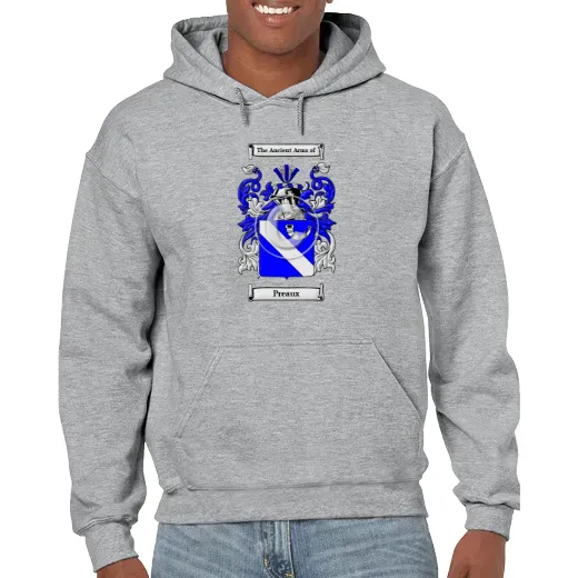 Preaux Grey Unisex Coat of Arms Hooded Sweatshirt