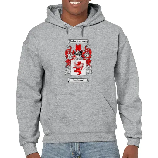 Stackpool Grey Unisex Coat of Arms Hooded Sweatshirt