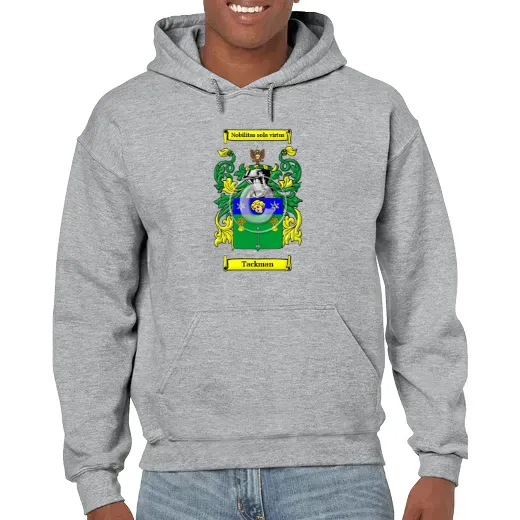 Tackman Grey Unisex Coat of Arms Hooded Sweatshirt
