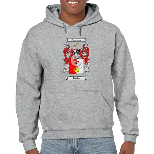 Timlin Grey Unisex Coat of Arms Hooded Sweatshirt
