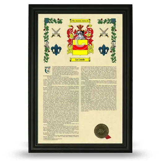 La Conde Armorial History Framed - Black