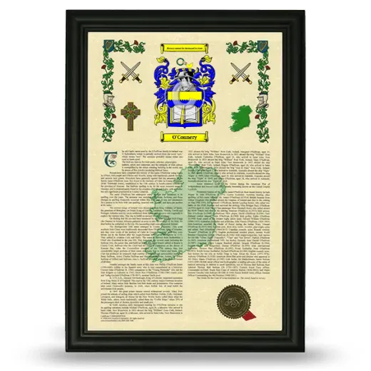 O'Connery Armorial History Framed - Black