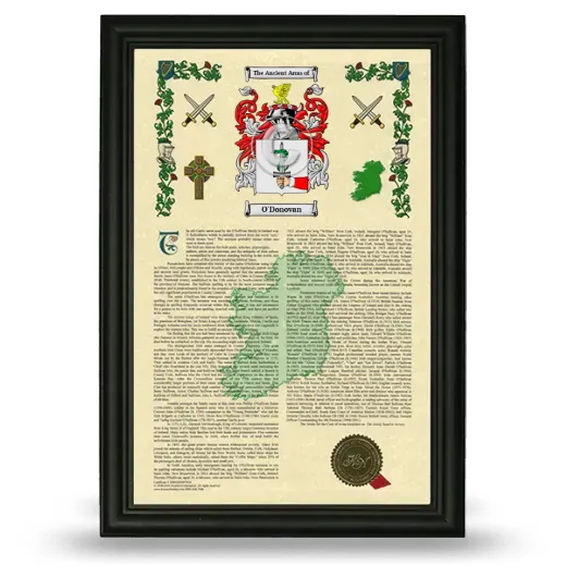 O'Donovan Armorial History Framed - Black