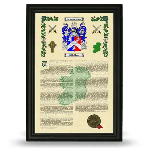 O'Halihan Armorial History Framed - Black