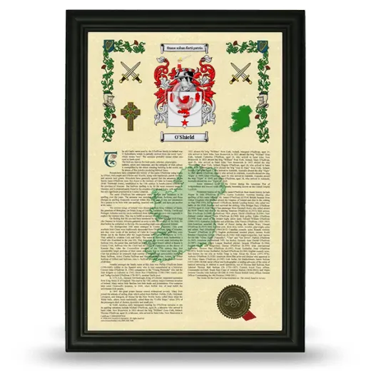 O'Shield Armorial History Framed - Black