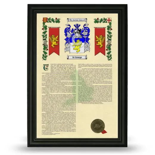 St George Armorial History Framed - Black