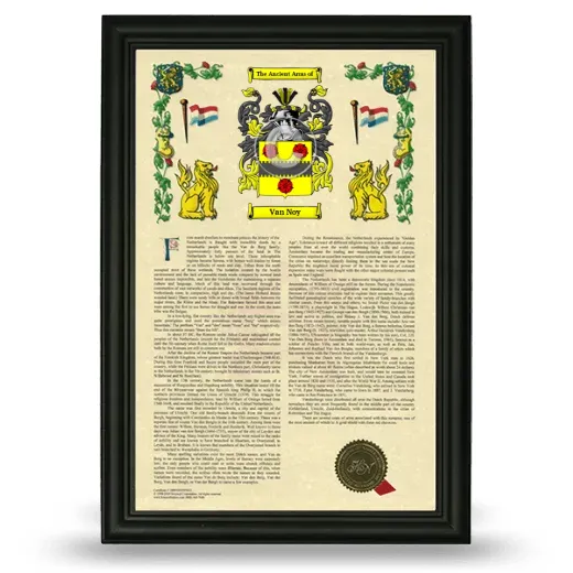 Van Noy Armorial History Framed - Black