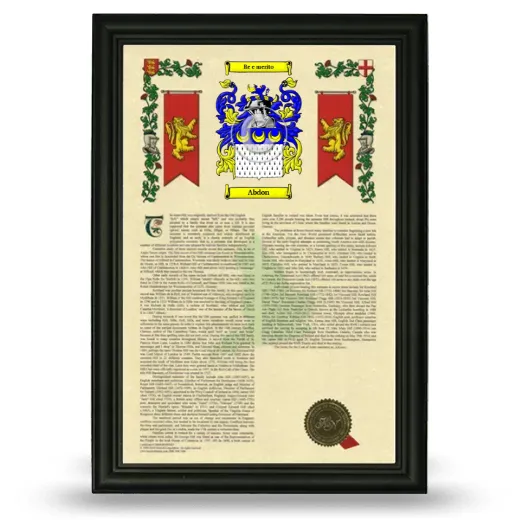 Abdon Armorial History Framed - Black