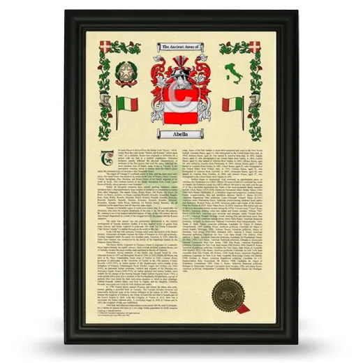 Abella Armorial History Framed - Black