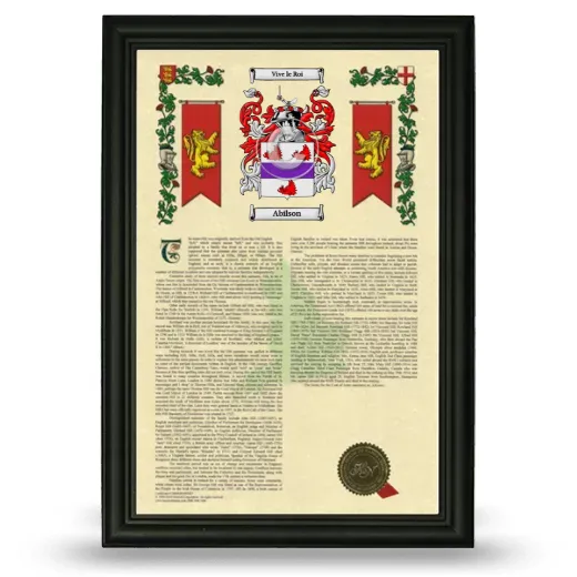 Abilson Armorial History Framed - Black
