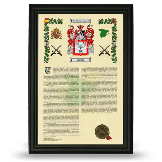 Abrego Armorial History Framed - Black