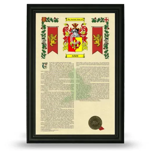 Achely Armorial History Framed - Black