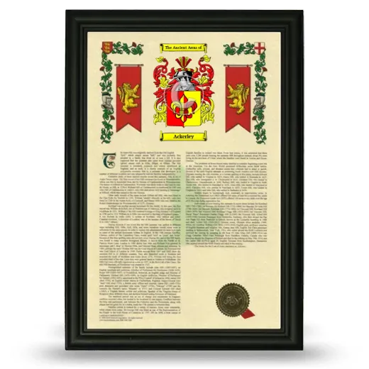 Ackerley Armorial History Framed - Black