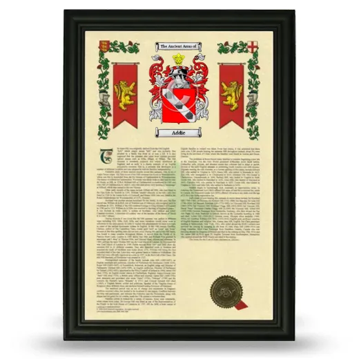 Addie Armorial History Framed - Black