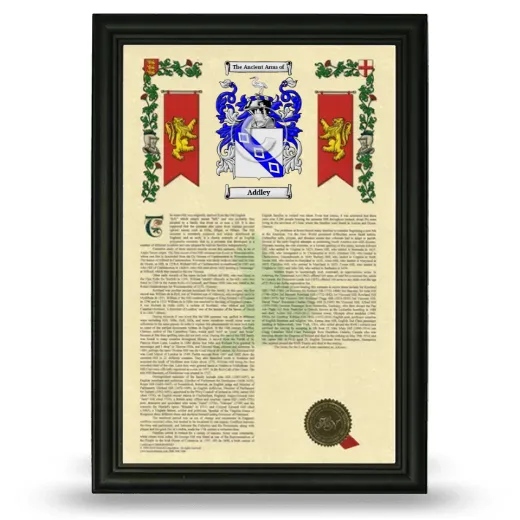 Addley Armorial History Framed - Black
