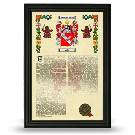 Adie Armorial History Framed - Black