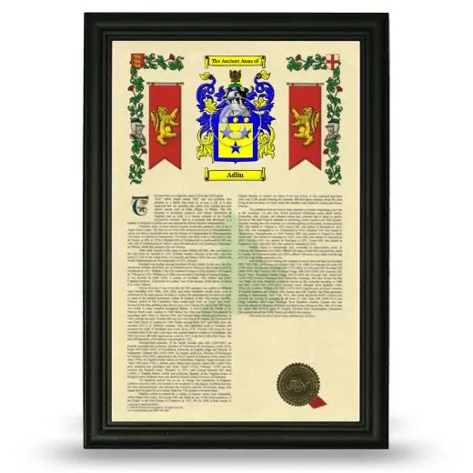 Adlin Armorial History Framed - Black