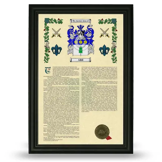 Adril Armorial History Framed - Black
