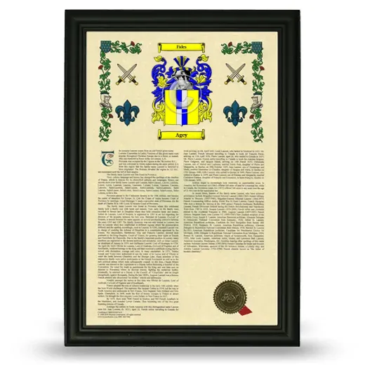 Agey Armorial History Framed - Black