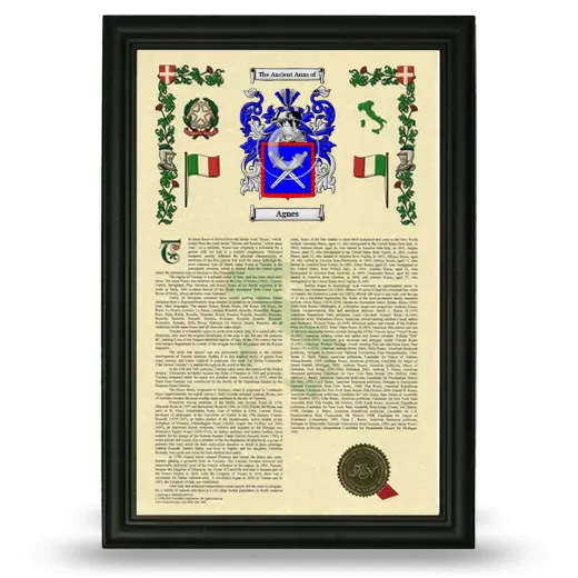 Agnes Armorial History Framed - Black