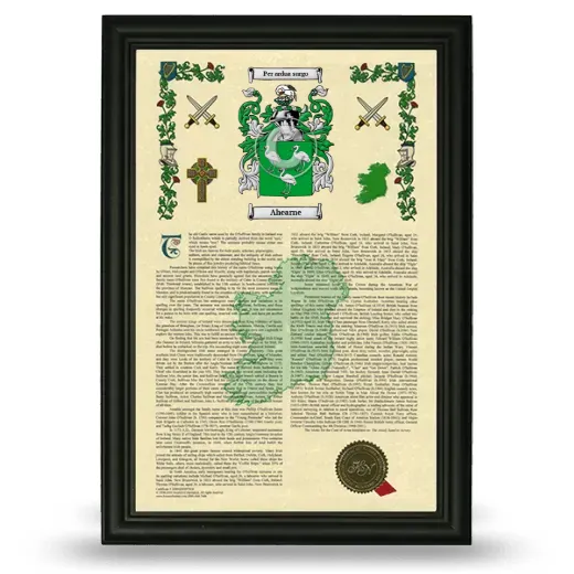 Ahearne Armorial History Framed - Black