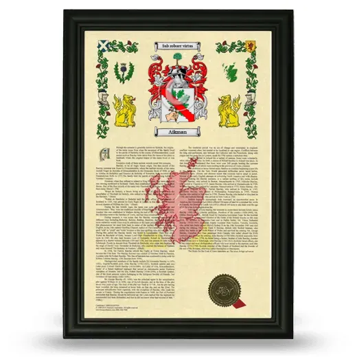 Aikman Armorial History Framed - Black