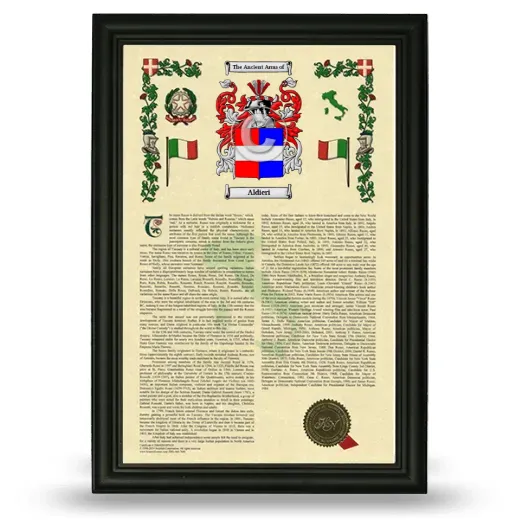 Aldieri Armorial History Framed - Black