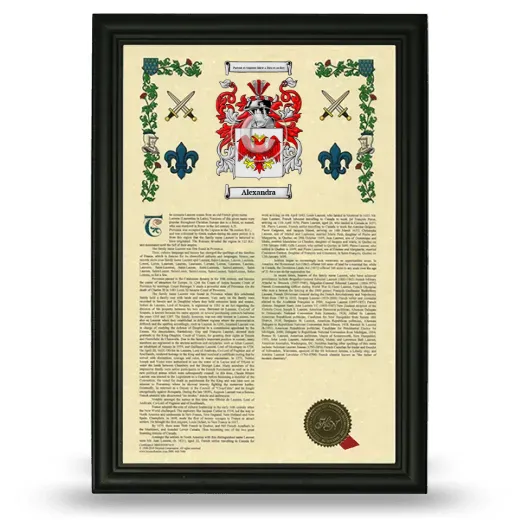 Alexandra Armorial History Framed - Black