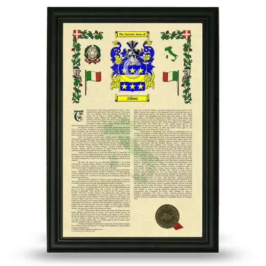 Alfons Armorial History Framed - Black