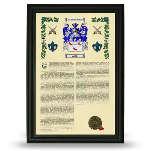 Allen- Armorial History Framed - Black