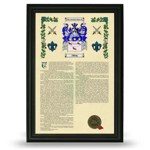 Alleng Armorial History Framed - Black