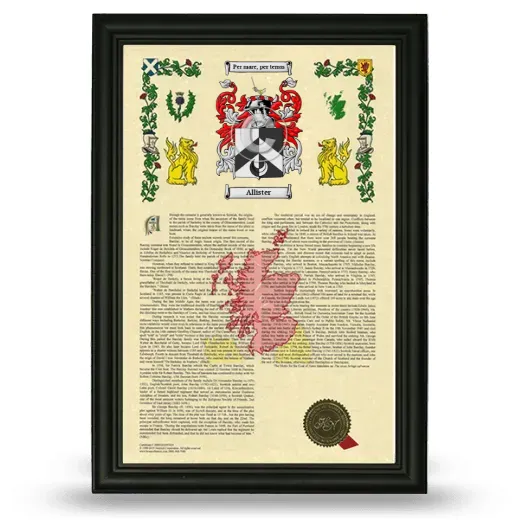 Allister Armorial History Framed - Black