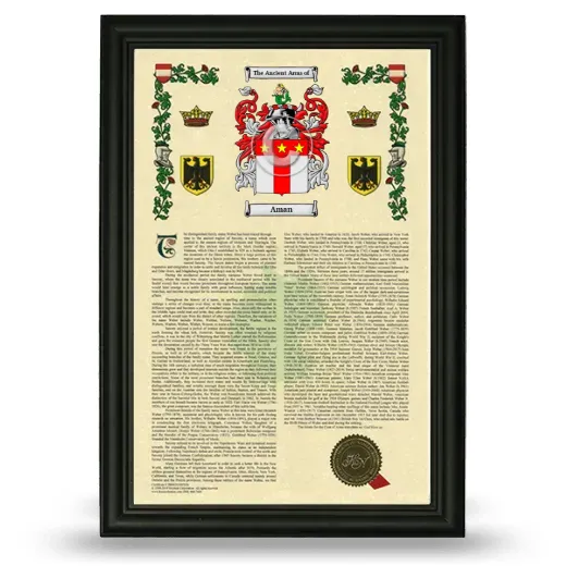 Aman Armorial History Framed - Black