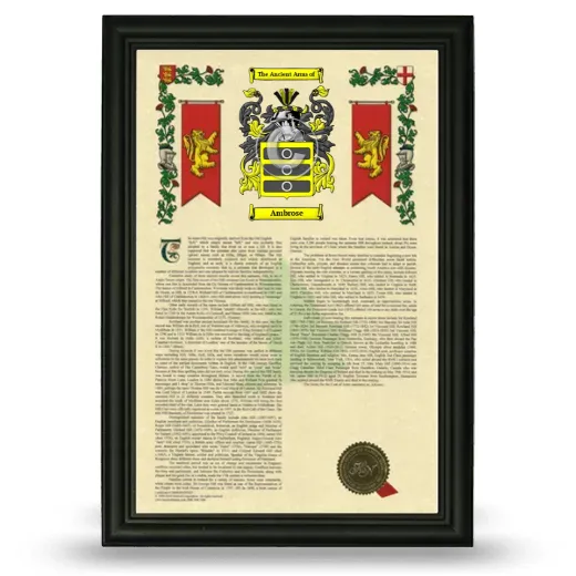 Ambrose Armorial History Framed - Black