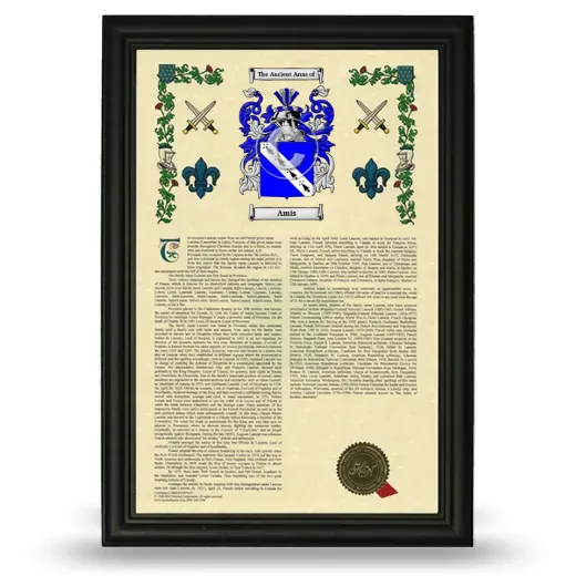 Amis Armorial History Framed - Black