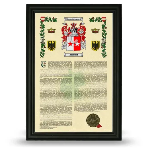 Amstutz Armorial History Framed - Black